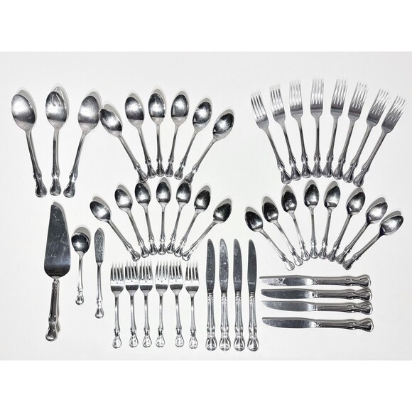 VTG 60s Reed & Barton Flatware 49 Set MODERN PROVINCIAL Mirrorstele Stainless - Picture 1 of 16